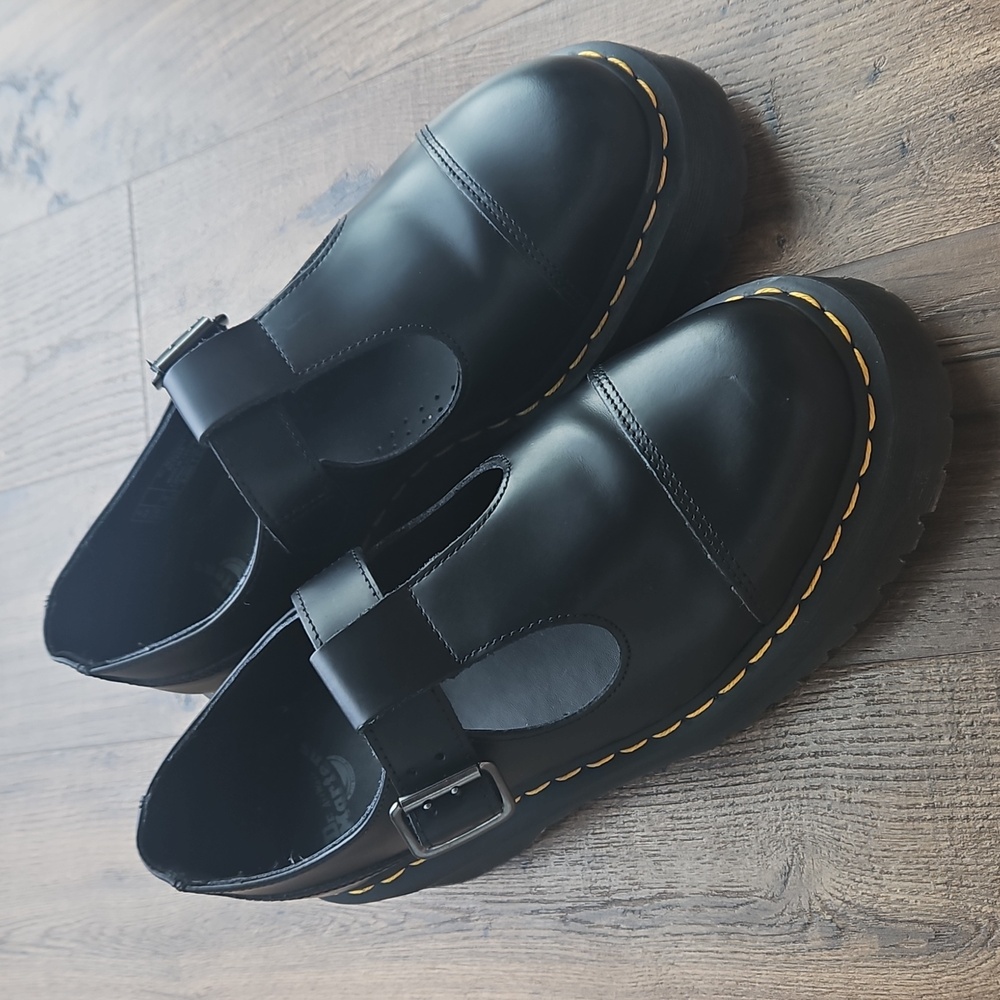 Dr. Martens Black Bethan T-Bar Platform Shoe